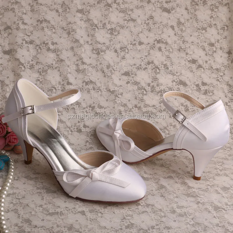 Wedopus Closed Toe White Satin Shoes Evening Wedding - Buy White Satin ...