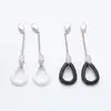 Custom Jewelry Black White Ceramic Drop Donut Earring