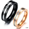 Fashion White Halo Cz Gold Titanium Stainless Steel Couples Promise Engagement Couple Ring