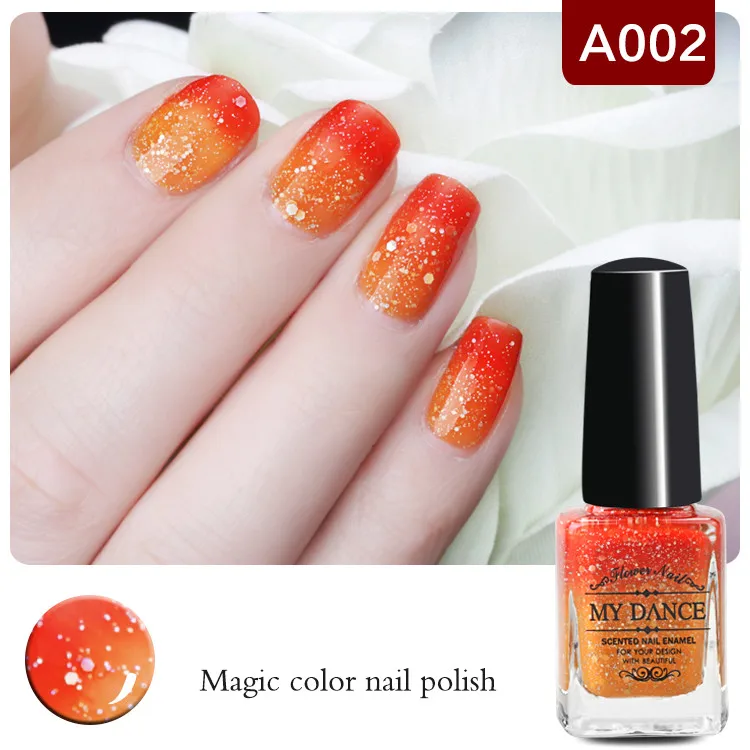 1 Bottle 6ml Peel Off Orange Red Color Changing Nail Polish Shimmer Thermal Nail Polish Nail