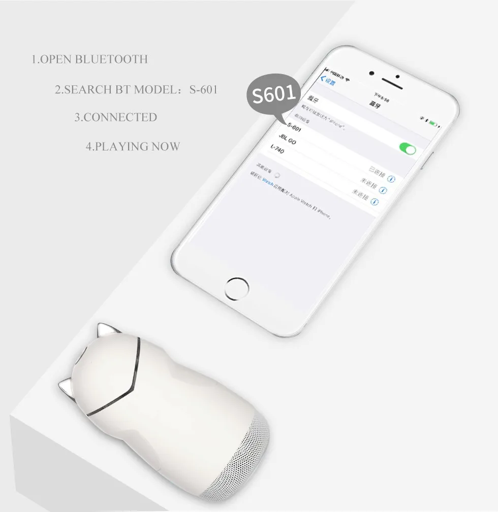 2019 new design gift promotion cute mini speaker cat style portable bluetooth speaker support bluetooth/TF card/hands-free call - ANKUX.COM
