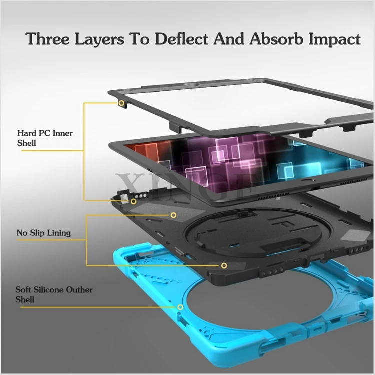 Hybrid Rugged Explosion Proof Case With Hand Strap For Ipad 9.7 2018