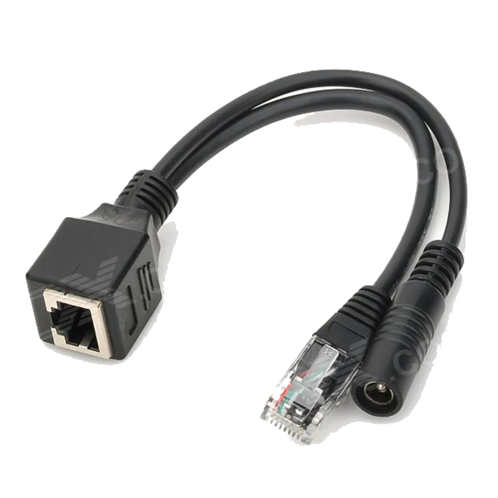 Rj45 Male To Rj45 Female Ethernet Poe Splitter Cable With Dc Female ...