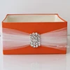 8x8x4inch Wedding Open Box with Tulle and Rhinestone Brooch Decoration Program Box