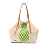 Wholesale pineapple women linen shoulder bags new large capacity pu leather strap tote bag