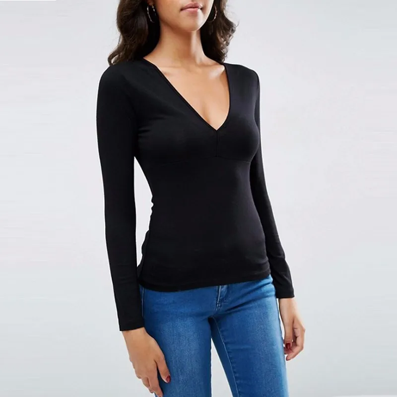 black long sleeve shirt v neck