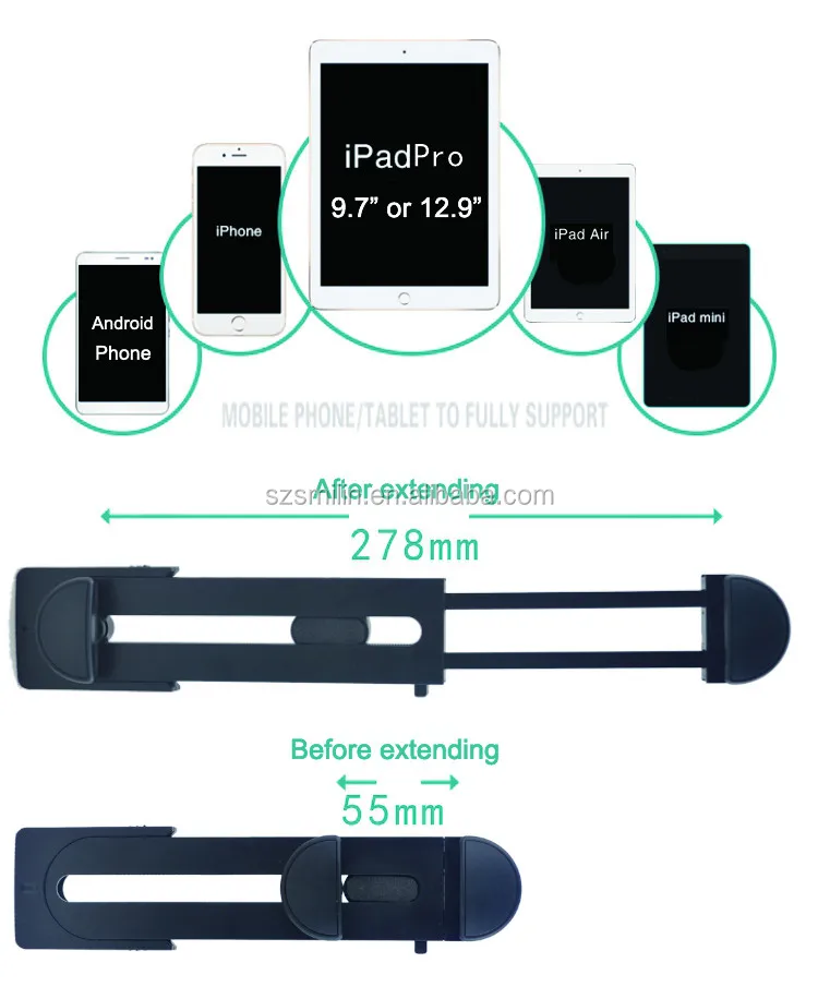 Ultralong Arm 1/4" Tablet Clamp Pad Stand Tripod Holder For Ipad Pro