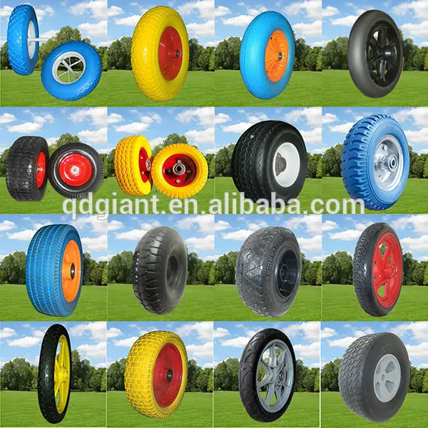 Colorful lawn pattern flat free tire for garden carts