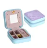 zipper round design snack nail earing box pu leather jewelry boxes flip pu leather jewelry case