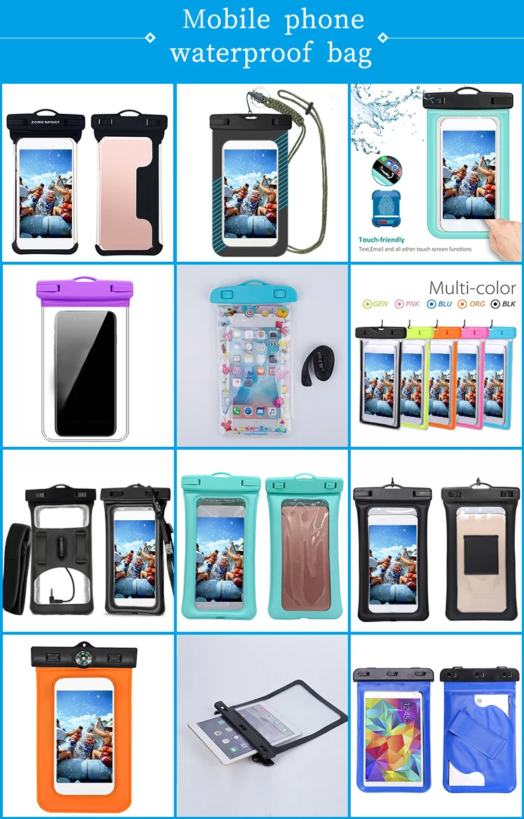 Wholesale promotion IPX8 transparent waterproof phone case pvc clear bag for 5.5 inch phone 7