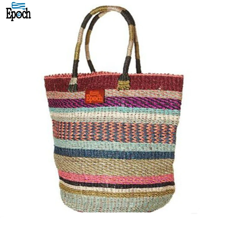 Promotional Colorful Rainbow Color Wholesale Straw Beach Bag For 2021