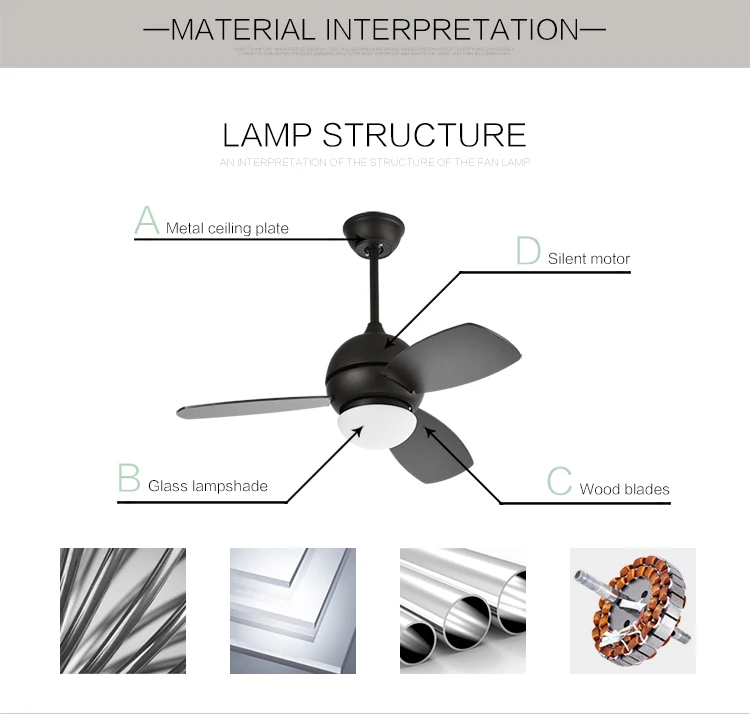 Best price decorative fan light low price matte black 60w ceiling fan