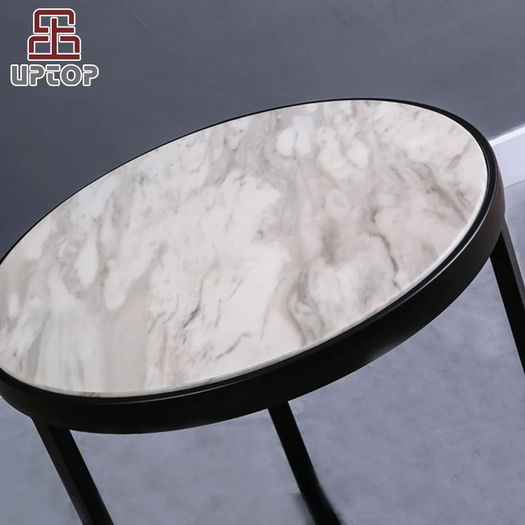 Round marble top metal frame office reception table (SP-GT316)