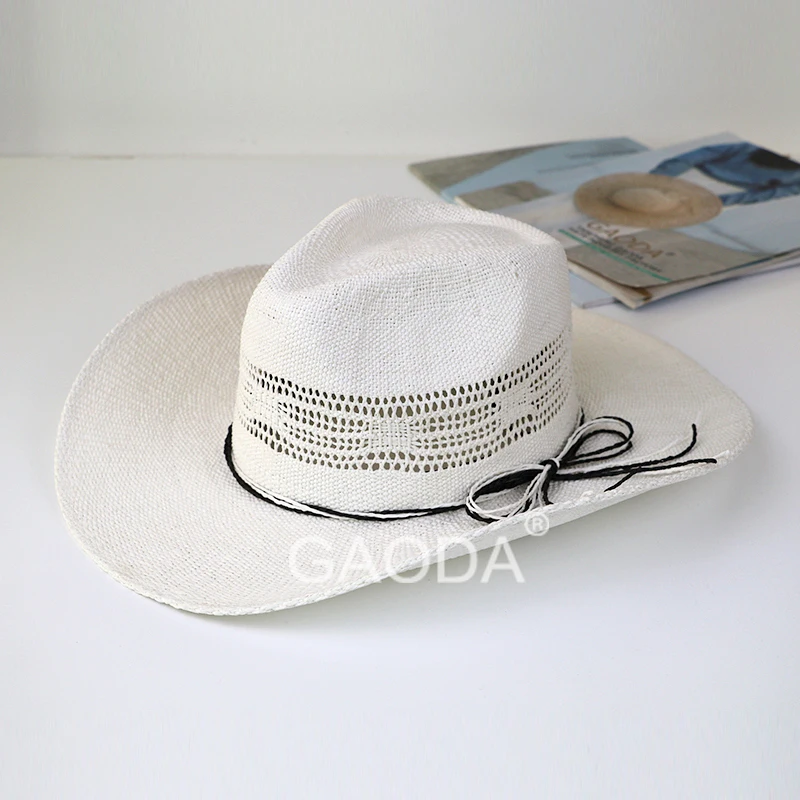 Summer White Straw Cowboy Hat Wholesale Fashion Man Beach Hat - Buy ...