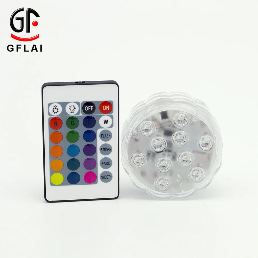 GFLAI Wholesale 3AAA Battery Operated Color-Changing RGB LED Puck Light With Remote