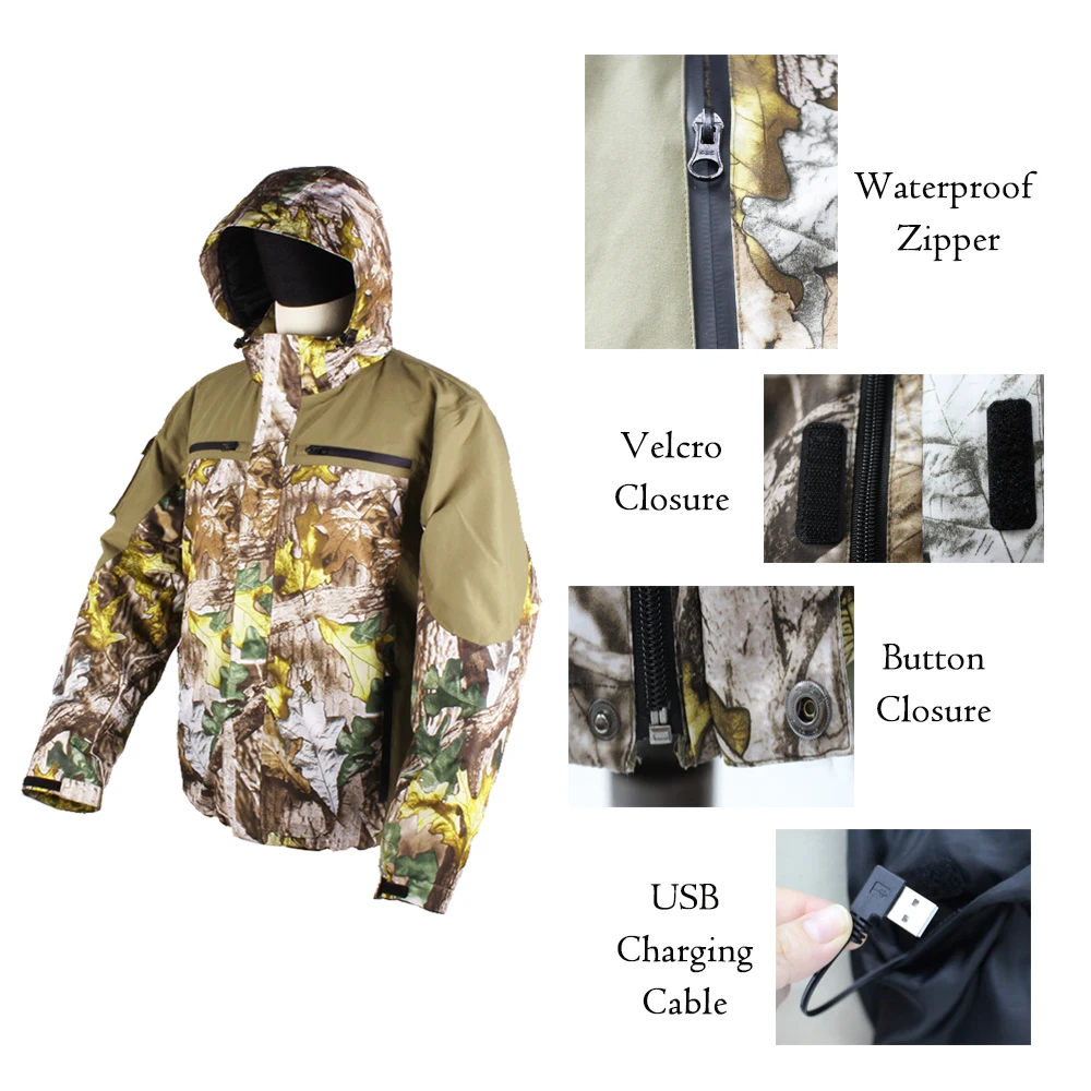 Winter Waterproof Camo Heated Down Hunting Jacket For Men Buy