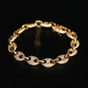 CZ Iced Out Diamond Gold Men Bangle Mariner Hand Chain Bracelet