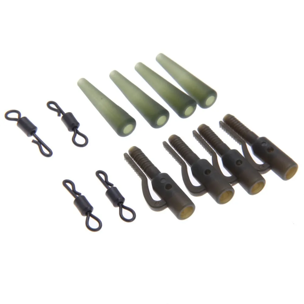 Lead Clips with Pins and Tail Rubbers for Carp Fishing Trans Brown 