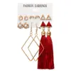 Fashion Women European Boho Long Tassel Fringe Earrings Set Ethnic Multi colors Ethnic Tassel Earrings
