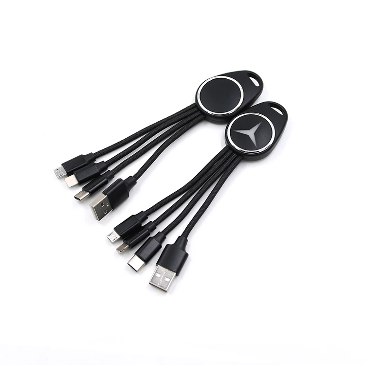 3 In 1 keychain USB Cable For iphone Lighting Cable for IOS for Android for type c quick charge
