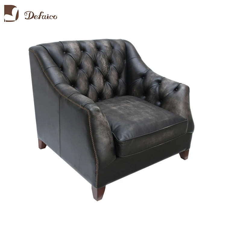 Antique Recliner Black Leather Chesterfield Tufted Sofa Buy Antique