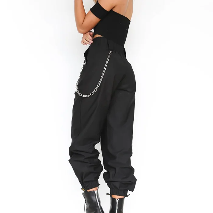 Streetwear Cargo Pants Women Casual Joggers Black High Waist Loose Female Trousers Korean Style harem pants