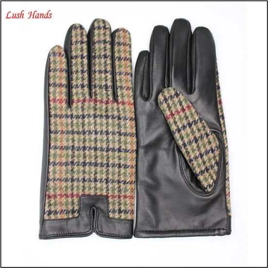 2017 New style plaid and sheepskin joint ladies fashion gloves