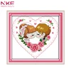 NKF The love kiss modern cross stitch patterns for wedding