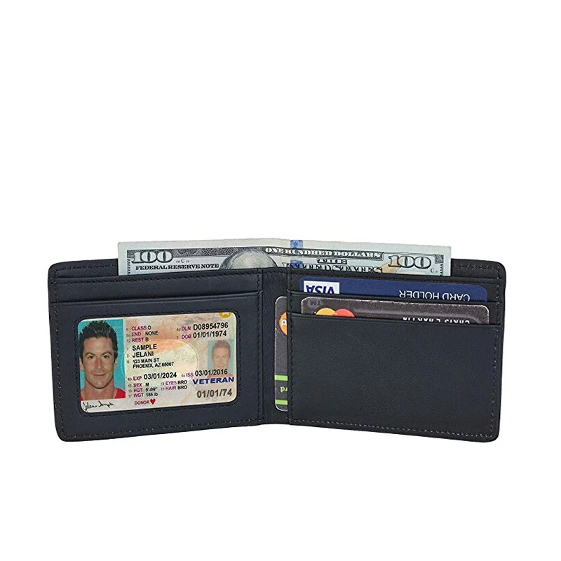 Mens Slim Bifold Wallet Rfid Thin Front Pocket Wallet Genuine Leather Wallet - Buy Genuine ...