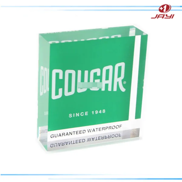 Silkscreen print block solid clear acrylic block