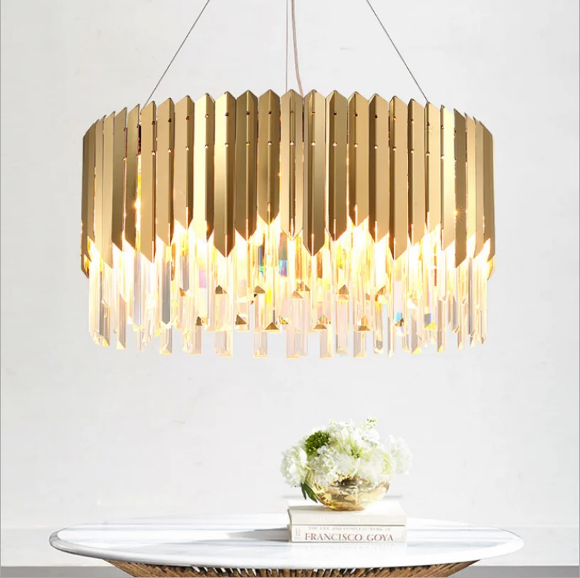 Customized Hotel Restaurant lobby ceiling decoration light Stainless steel Rectangle Superior K9 Chandelier Crystal