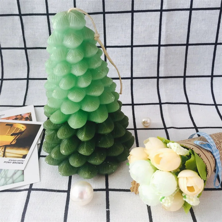 2017 Newest Modest Luxury Gift Craft Green Tree Series Pillar Candles