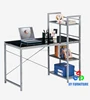 Moder home office furniture tempered glass PC table computer desk with shelves