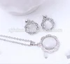 antique silver plated real pearl rhinestone round jewelry set for wholesale