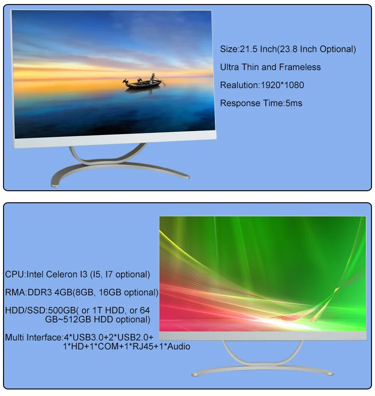 21.5" 23.8" All In One Computer Fhd Display 21.5 Inch Allinone
