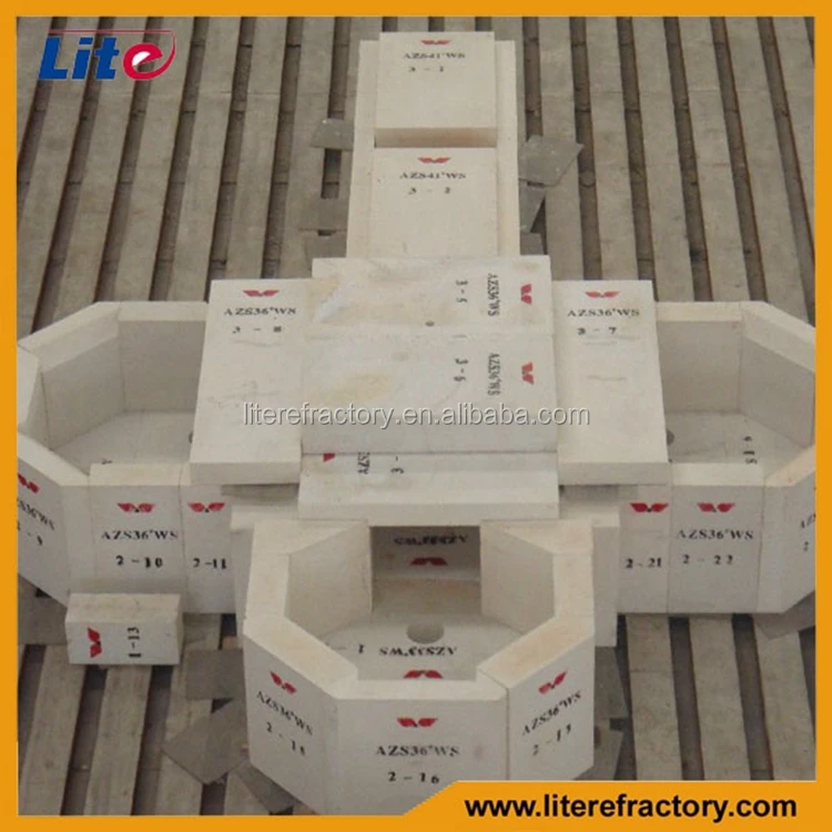 iso9001 certified azs33 fused cast refractories for glass furnace
