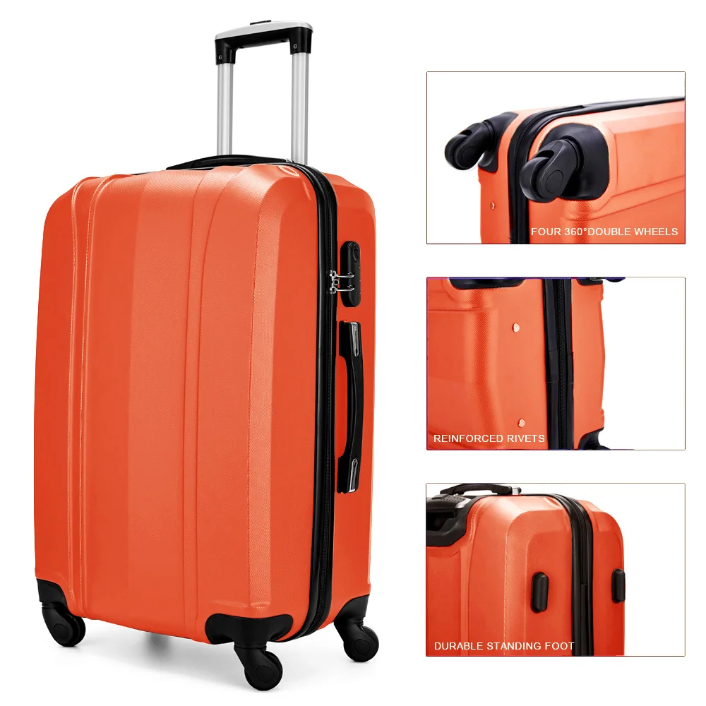 Fashion Orange Color 3PCS Travel Carry-on Luggage Set On Wheels