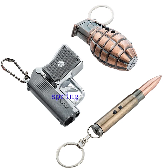Flash Army Military Fan Mini Pistol Shape Laser Keychain/ Led Light Key