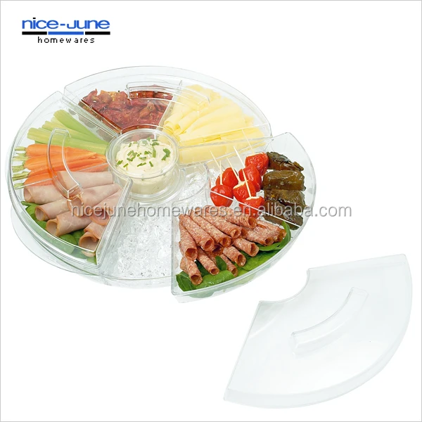 Plastic Serving Tray With 4 Compartments Acrylic Food On Ice Plastic Serving Tray With 4 Compartments Acrylic Food On Ice
