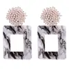 Wholesale Fashion Acrylic Square Bohemia Pearl Woven Earrings Resin Drop Earrings For Women And Girls