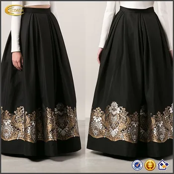 black printed long skirt