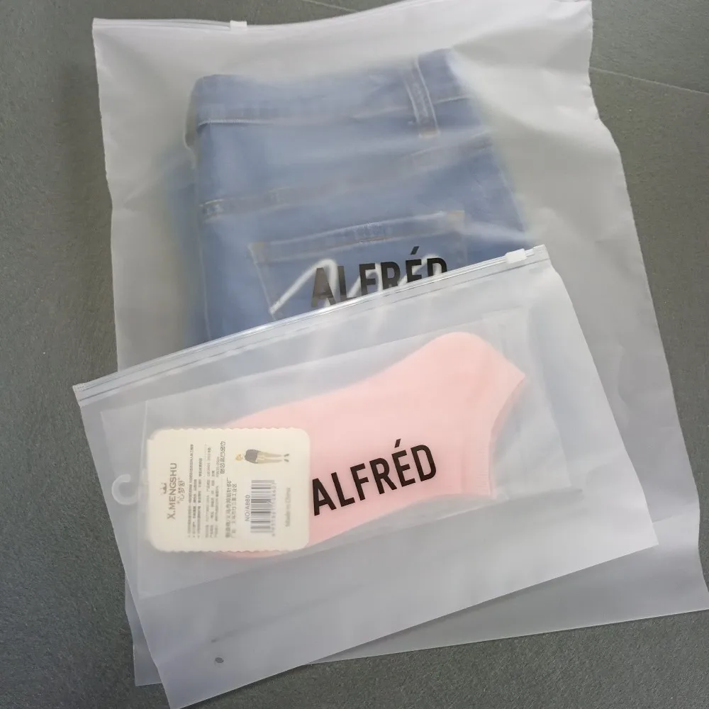 Eco Friendly Custom Logo T Shirt Packaging Frosted Zip Lock Plastic