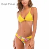 Exported to United States Ability to customize Beautiful girls mini bikini With padding Yellow printing Bikini brazilian sexy