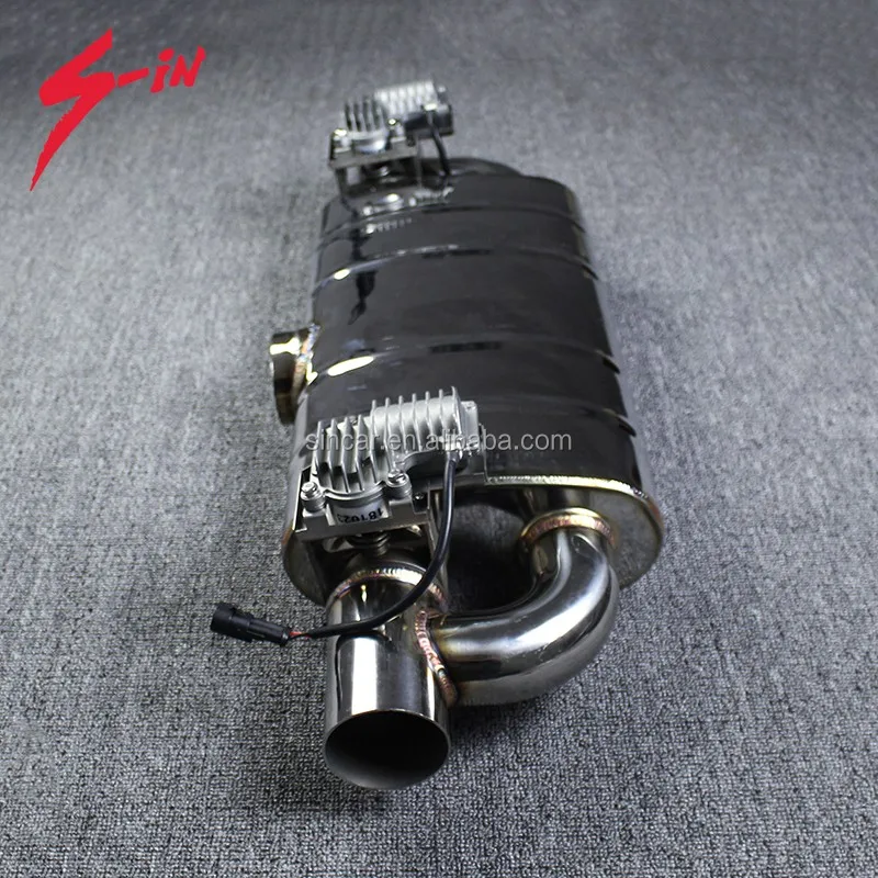 Universal Two Outlets Ttype Auto Exhaust Muffler With Electric Valve