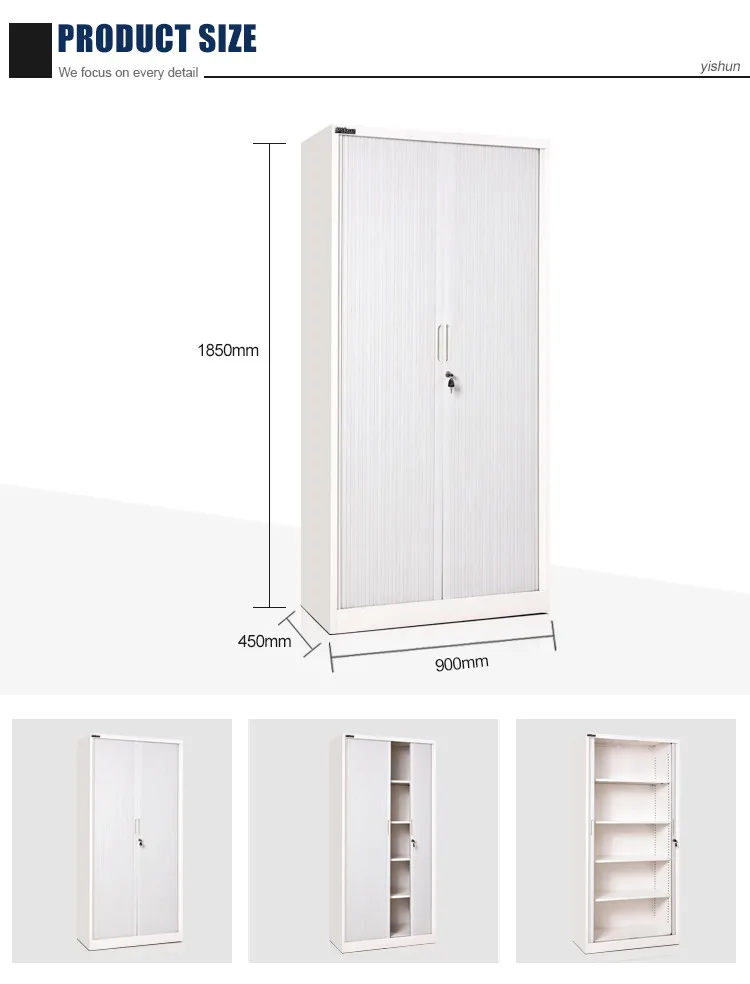 Office Furniture 4 Shelves Metal Tambour Door File Cabinet Steel Cupboard