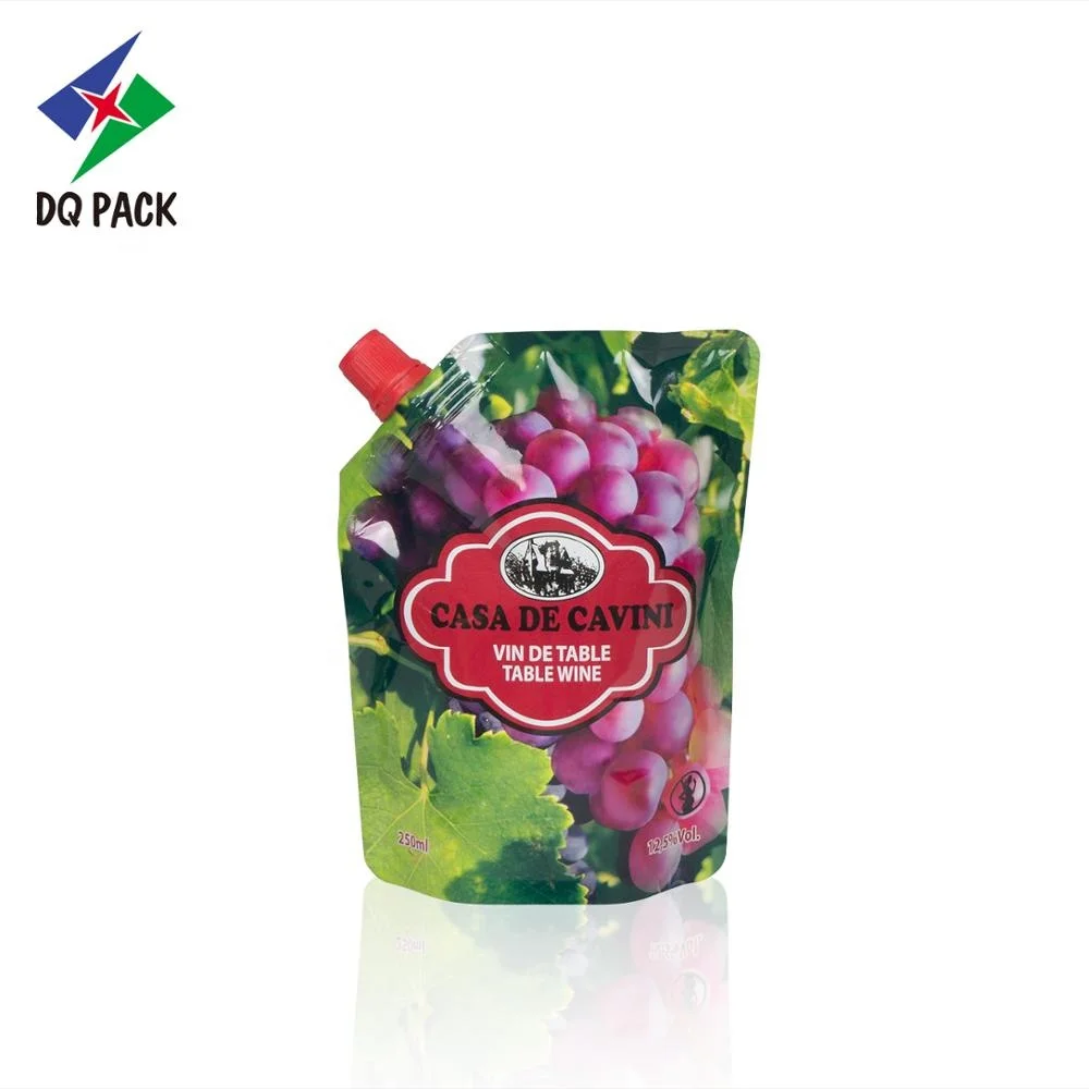 Beverage laminated plastic printed doypack pouch with spout for 250ml packing
