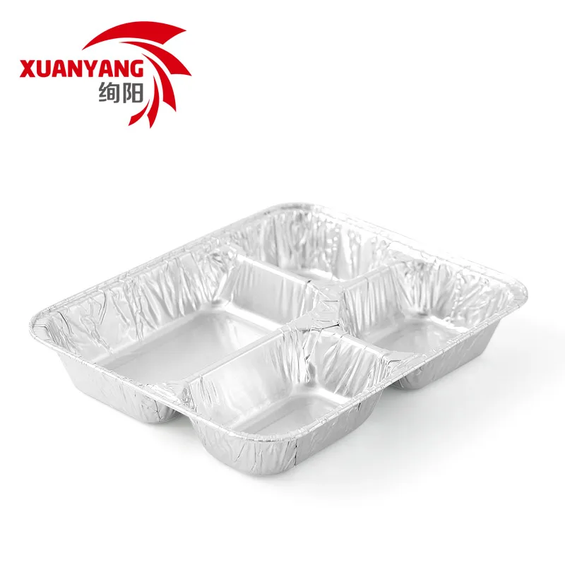 Disposable Microwave Aluminum Foil Meal Tray 4 Compartment Food Container With Lid Buy