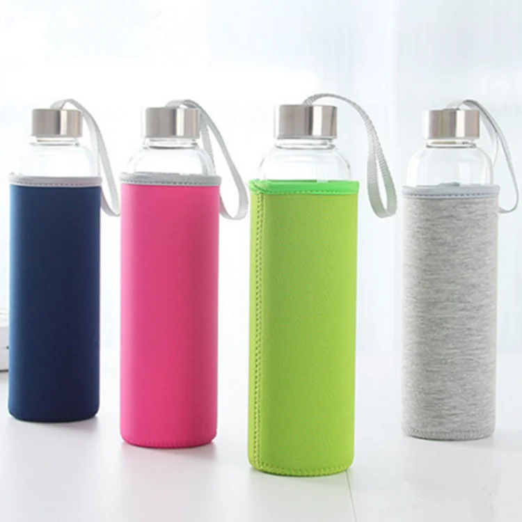 500ml Sports Glass Water Bottle With Colorful Nylon Sleeve - Buy Glass ...