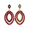 Xus Er12616 Boho native beaded Horse eye pendant earrings