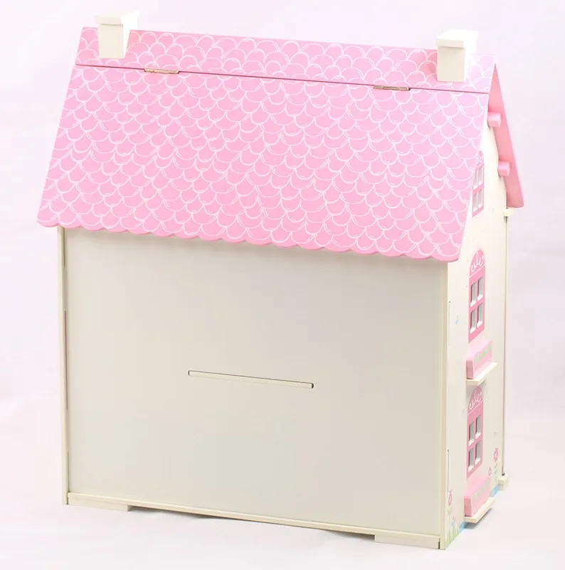 wooden doll house pink